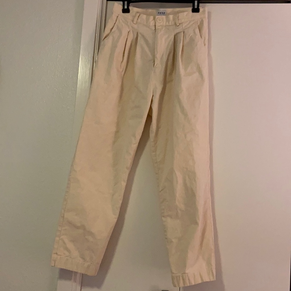 Esby Cream Cotton Trouser w Pleating Size 6